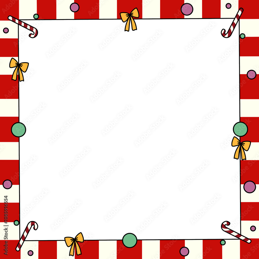 Obraz premium Christmas frame border : Christmas photo booth photocard illustration outline frame in hand drawn style, PNG file no background