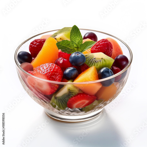 fruit, salade, aliment, frais, dessert, sain, balles, fraise, kiwi, orange, petit déjeuner, régime, fruit, salade de fruits, melon, rouge, bonbon, baie, nutrition, pomme, isolé, raisin, ananas, mûr, b photo