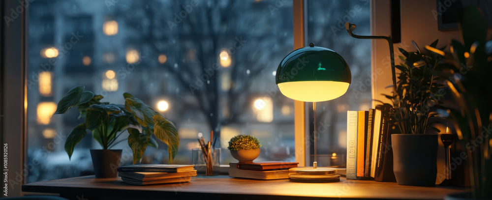 Green Desk Lamp with Evening Glow Green Desk Lamp with Evening Glow