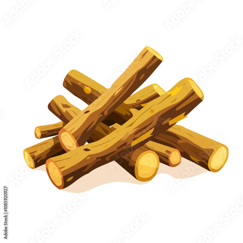 A simple flat 2D icon of licorice root isolated on a background, vector design, ideal for animation, UI/UX design, mobile apps, web design, digital illustrations