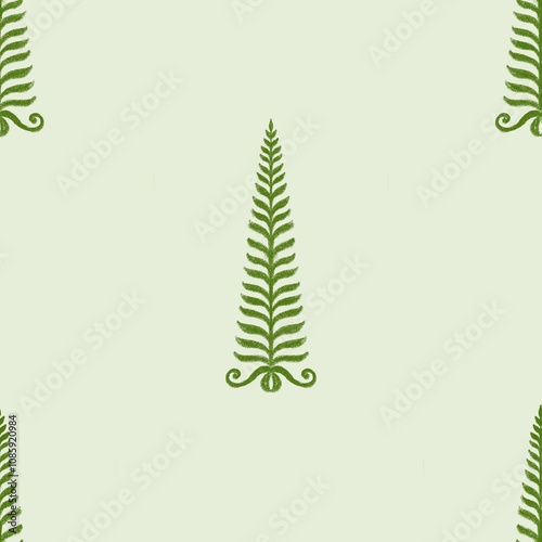 Pine tree illustration seamless pattern tropical, ethnic, mughal arch repeated illustrated colorful background.