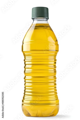 Fresh Clean Edible Oil in Transparent Plastic Bottle with Green Cap Optimal for Cooking and Food Preparation Ideal for Culinary Use in Home and Restaurant Settings