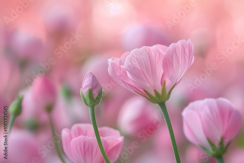 Delicate Pink Blossoms in Dreamy Soft Focus, Perfect for Spring Decor and Greeting Cards