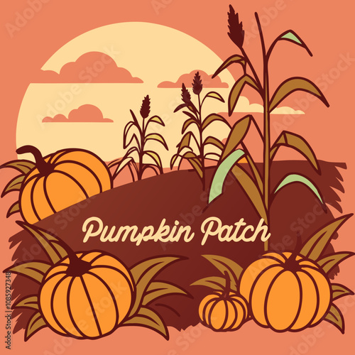 This vector illustration shows an orange Halloween pumpkin, a classic symbol of the autumn harvest and fall holiday season, perfect for festive design