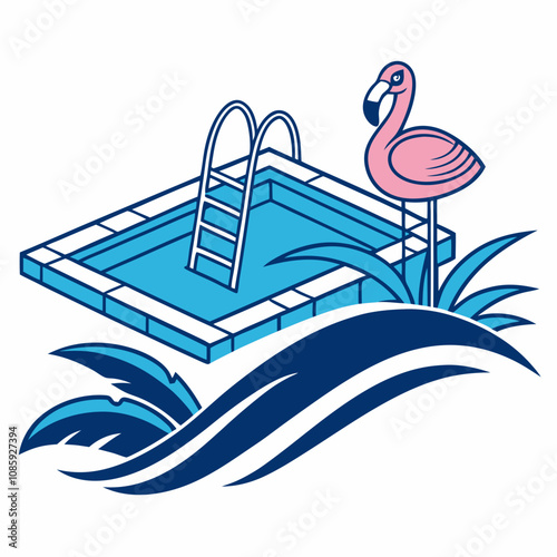 A vector illustration shows a cruise ship sailing on the sea, a perfect icon for travel and vacation design