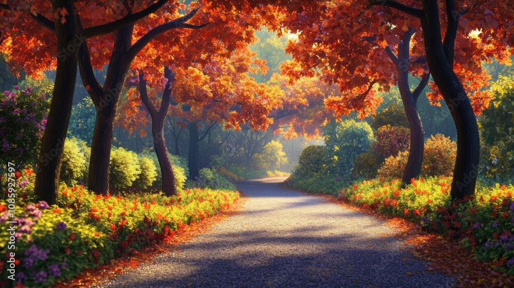 Naklejka premium Autumn Pathway