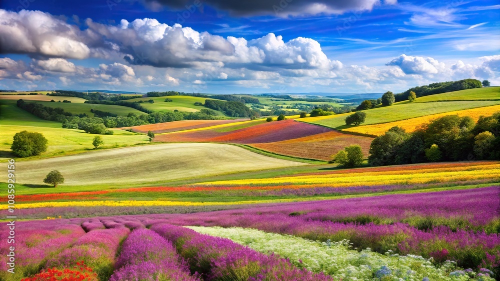 Fototapeta premium Colorful meadows filled with flowers