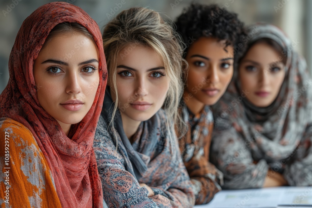 Multicultural team planning an upcoming business event in the office,