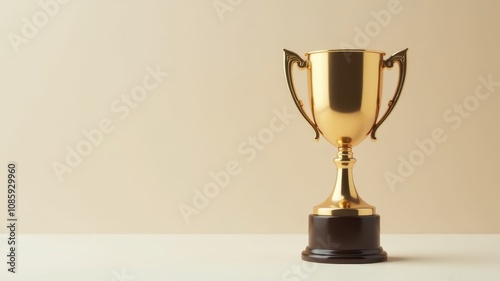 golden cup stands on brown background