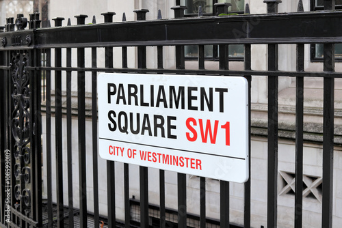 Parliament Square sign, City of Westminster, London SW1