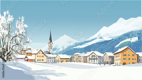 Kitzbuhel Village Under the Snow.eps