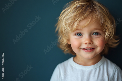 portrait of an white little boy with a smile