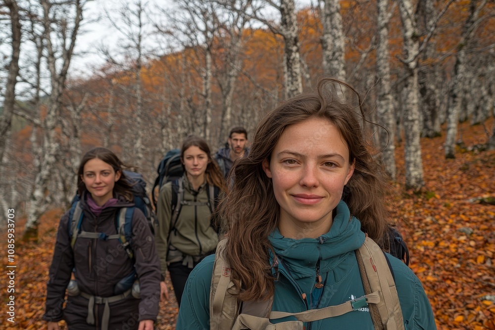 Tranquil Autumn Hike Serene Woman in Teal Jacket Amid Forest Path Fall Adventure Mood Tranquil Autumn Hike Serene Woman in Teal Jacket Amid Forest Path Fall Adventure Mood