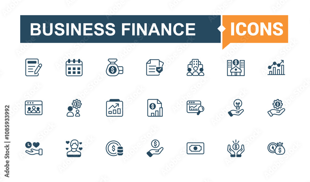 Business Finance linear icon collection. Containing accountant, payment, credit, economic, income, business, accounting. Outline icon collections. Vector illustration in modern line style. Business Finance linear icon collection. Containing accountant, payment, credit, economic, income, business, accounting. Outline icon collections. Vector illustration in modern line style.