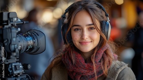 Talking to the camera with binaural audio, creating an immersive sound experience photo