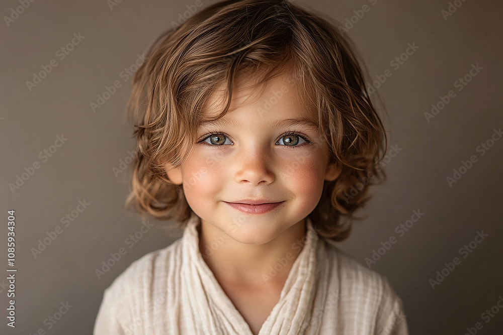 portrait of an white little boy with a smile