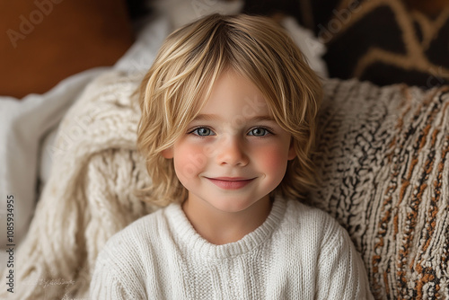 portrait of an white little boy with a smile