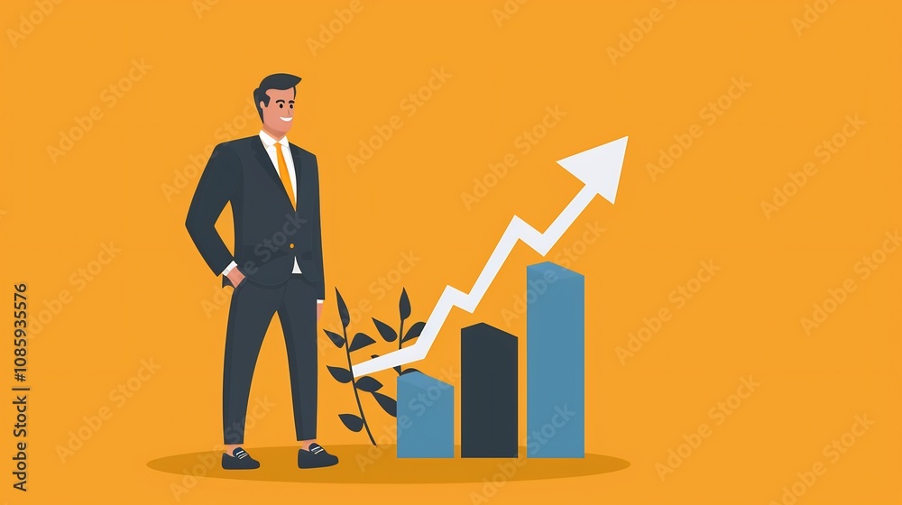 Image of a businessman beside a business growth icon representing a CEOs approach to scaling and business development Includes elements of operations manager and industry expert Image of a businessman beside a business growth icon representing a CEOs approach to scaling and business development Includes elements of operations manager and industry expert
