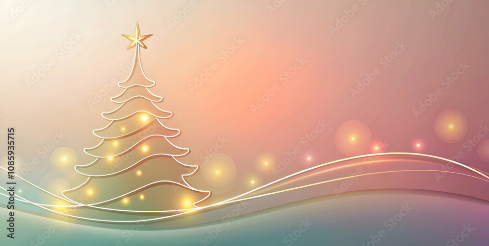 A minimalist Christmas tree design with soft glowing lights against a colorful, pastel background, evoking a serene holiday atmosphere. A minimalist Christmas tree design with soft glowing lights against a colorful, pastel background, evoking a serene holiday atmosphere.