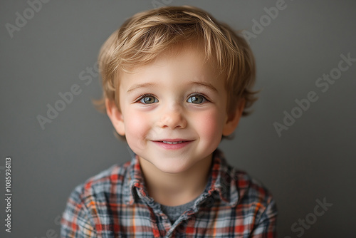 portrait of an white little boy with a smile