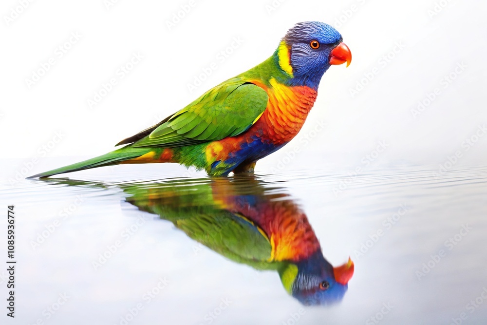Fototapeta premium Colorful rainbow lorikeet bird on white background