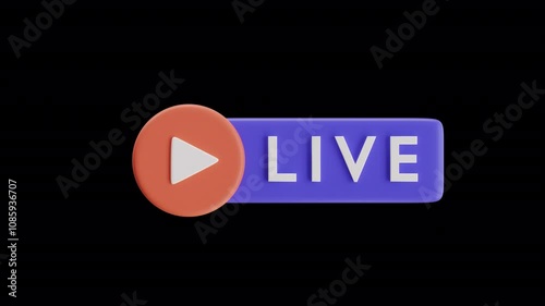 3D Live Streaming Button Graphic