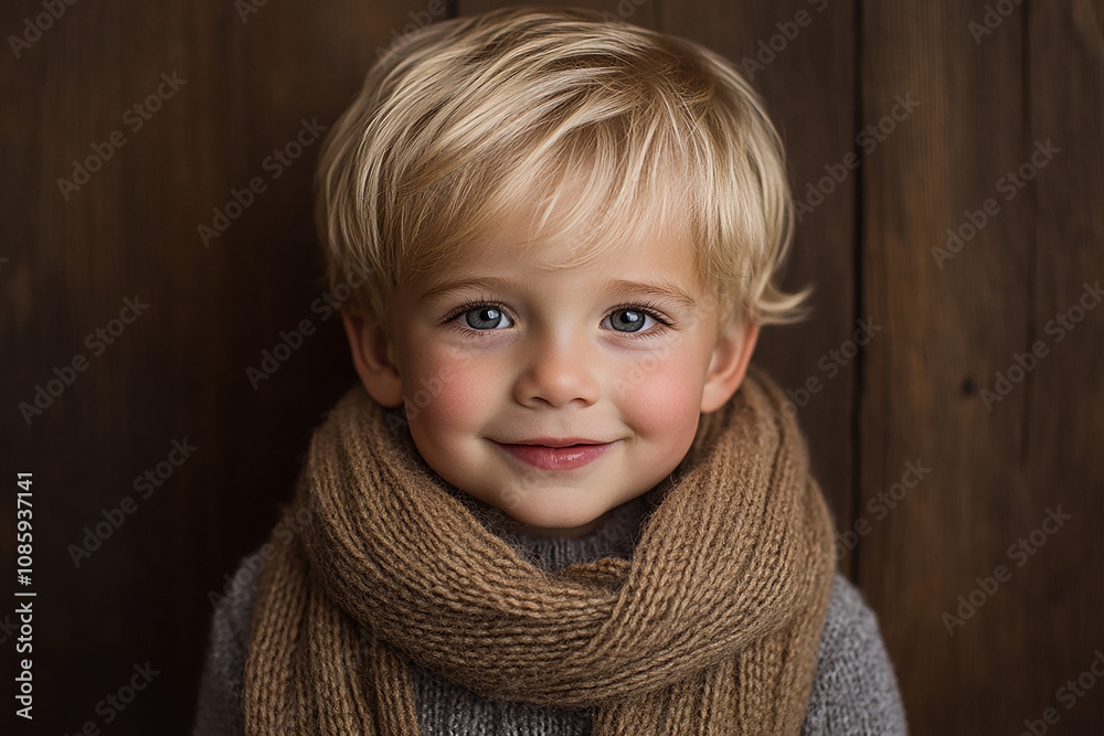 portrait of an white little boy with a smile