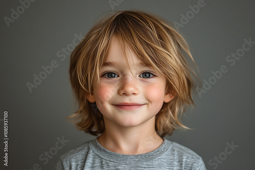 portrait of an white little boy with a smile