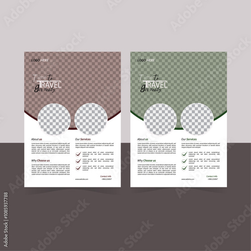 A bundle of 2 templates of different colors a4 flyer template, modern business flyer templates, abstract business flyer and vector templates