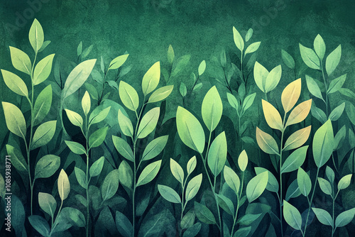 Lush Green Foliage Watercolor Botanical Artwork