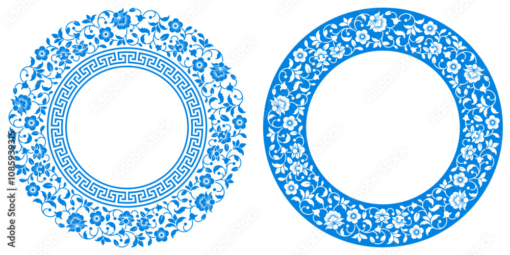 Circle frame with elegance floral pattern. Beautiful for any plain and luxury designs. Vector illustration
