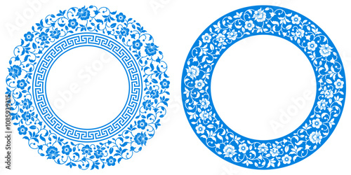 Circle frame with elegance floral pattern. Beautiful for any plain and luxury designs. Vector illustration