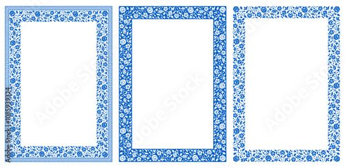 Set of rectangular frames with elegance floral pattern. Beautiful for any plain and luxury designs. Vector illustration