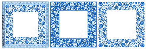 Set of square frames with elegance floral pattern. Beautiful for any plain and luxury designs. Vector illustration
