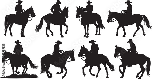 Vector horse and silhouettes art design set