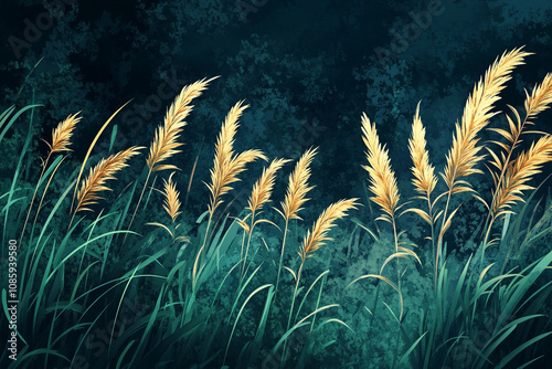 Golden Wheat Stalks Emerge From Verdant Grass