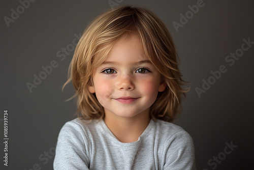 portrait of an white little boy with a smile