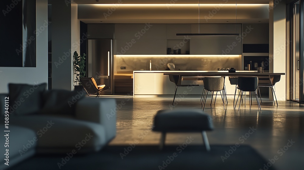 A Modern Luxury Living Room with a Black Sofa A Modern Luxury Living Room with a Black Sofa