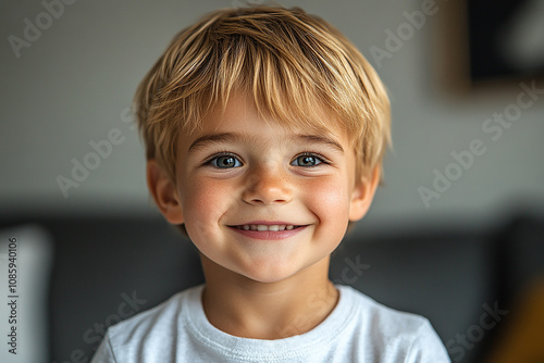 portrait of an white little boy with a smile