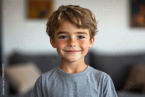 portrait of an white little boy with a smile