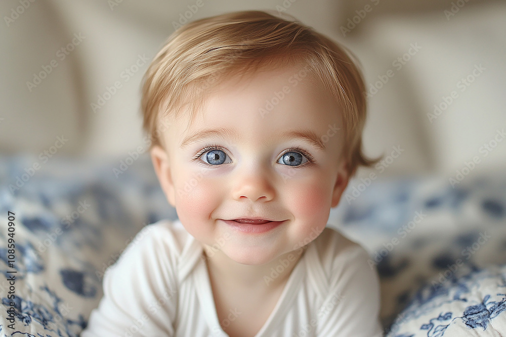 portrait of an white little boy with a smile