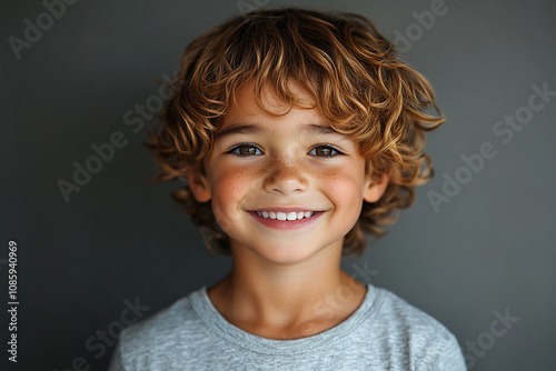 portrait of an white little boy with a smile