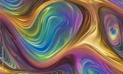 Oil Slick Effect with swirling rainbow iridescence.