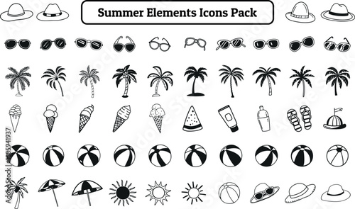 Summer Elements Icons Pack, Silhouette Design