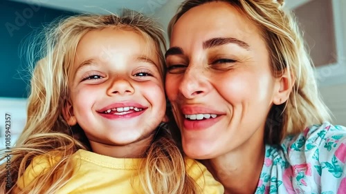 Joyful motherdaughter moments: smiling, laughing, and bonding together photo