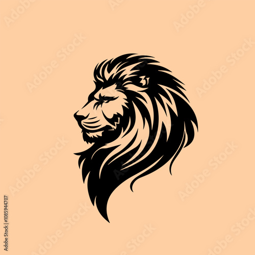 vector animal illustrations, logos, silhouettes with faces, lion heads