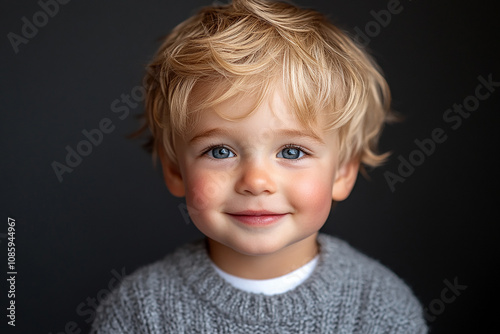 portrait of an white little boy with a smile