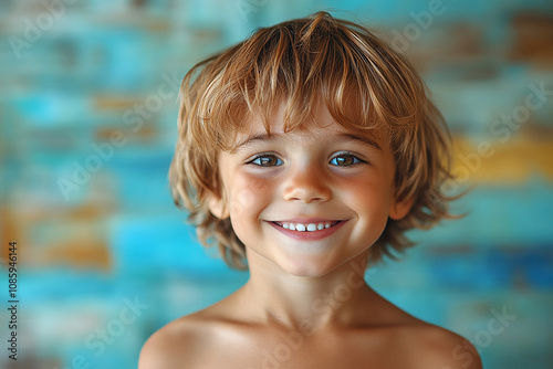 portrait of an white little boy with a smile