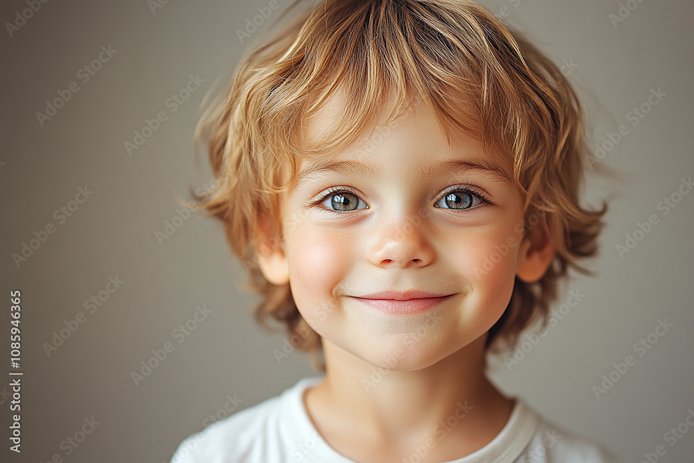 portrait of an white little boy with a smile
