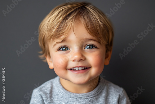 portrait of an white little boy with a smile